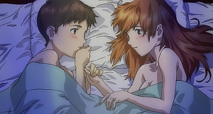 gos112 Ok someone explain this scene to me? All we saw was Asuka boob bath scene, next thing we know they're naked in bed. Did they just do it? Couldn't they have some some romantic dialogue or something. I feel ripped! Ugh! I was looking forward to this, Gainax you crushed my dreams, you crushed them so hard!